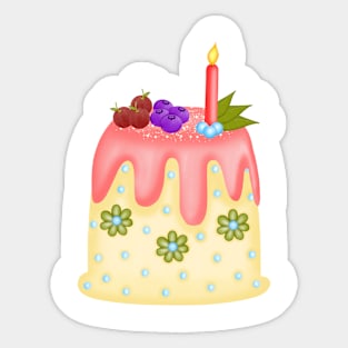 Cute birthday cake. Sticker